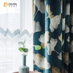 DIHINHOME Home Textile Pastoral Curtain DIHIN HOME Garden Blue Ginkgo Spliced Curtains，Blackout Grommet Window Curtain for Living Room ,52x63-inch,1 Panel