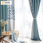 DIHIN HOME Garden Blue Leaves Printed ,Blackout Grommet Window Curtain for Living Room ,52x63-inch,1 Panel