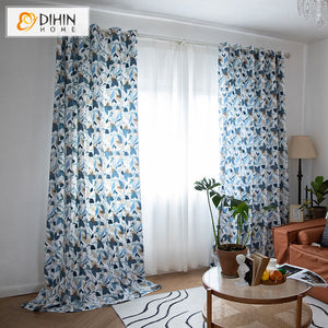 DIHIN HOME Garden Colorful Leaves Printed Curtains,Blackout Grommet Window Curtain for Living Room ,52x63-inch,1 Panel