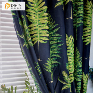 DIHINHOME Home Textile Pastoral Curtain DIHIN HOME Garden Cotton Linen Blackout Grommet Window Curtain for Living Room ,52x63-inch,1 Panel