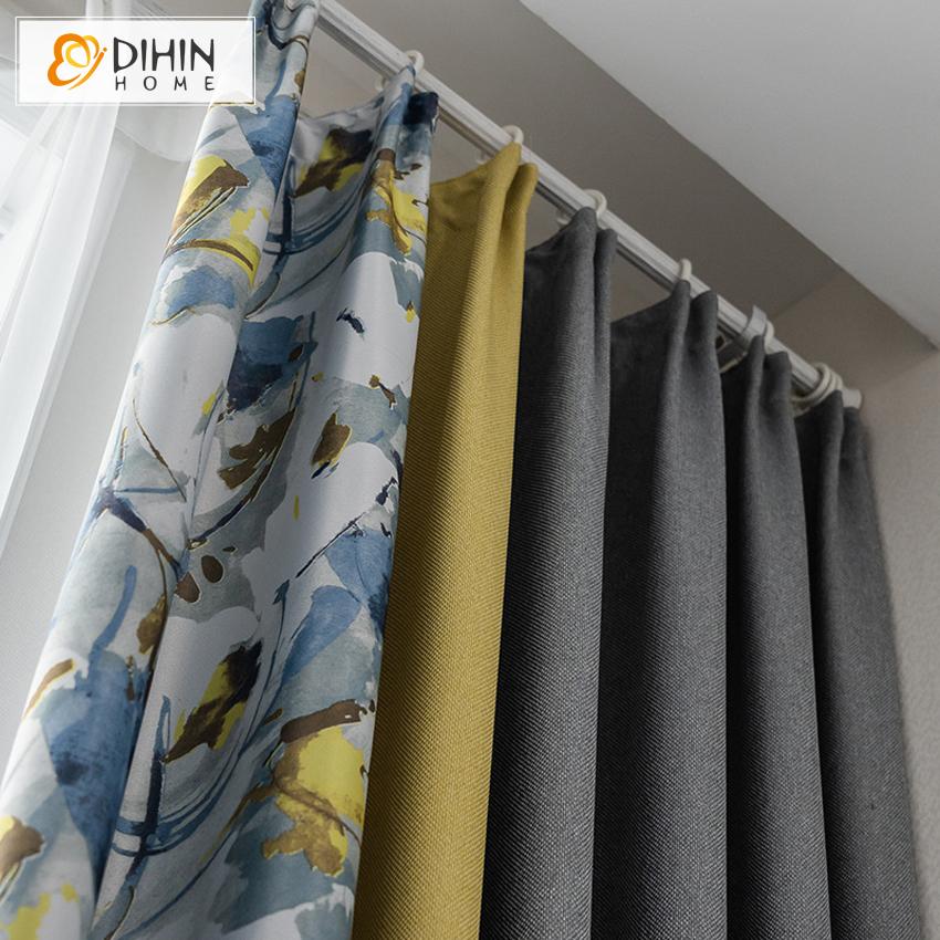 DIHIN HOME Garden Fashion Flower Painting Printed,Blackout Grommet Window Curtain for Living Room ,52x63-inch,1 Panel