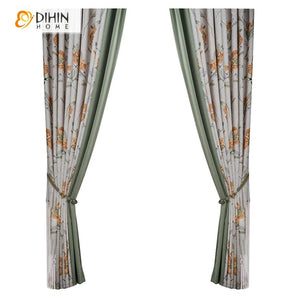 DIHIN HOME Garden Flowers High Quality Printed Curtains,Blackout Grommet Window Curtain for Living Room ,52x63-inch,1 Panel