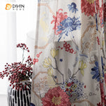 DIHINHOME Home Textile Pastoral Curtain DIHIN HOME Garden Flowers Printed,Blackout Grommet Window Curtain for Living Room,1 Panel