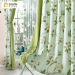 DIHIN HOME Garden Green Flowers Printed,Blackout Grommet Window Curtain for Living Room ,52x63-inch,1 Panel