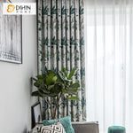 DIHIN HOME Garden Green Leaves High Quality Cotton Linen Printing Curtain,Blackout Curtains Grommet Window Curtain for Living Room ,52x84-inch,1 Panel