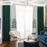 DIHIN HOME Garden Green Leaves Printed ,Blackout Grommet Window Curtain for Living Room ,52x63-inch,1 Panel