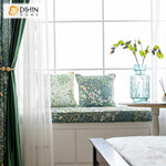 DIHIN HOME Garden Green Printed Spliced Curtains，Blackout Grommet Window Curtain for Living Room ,52x63-inch,1 Panel