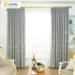 DIHINHOME Home Textile Pastoral Curtain DIHIN HOME Garden Grey Color Reed Embroidered,Blackout Grommet Window Curtain for Living Room ,52x63-inch,1 Panel