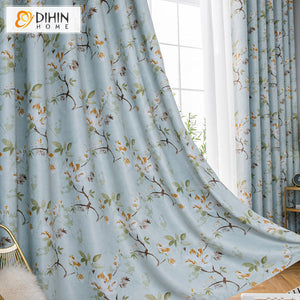 DIHINHOME Home Textile Pastoral Curtain DIHIN HOME Garden High-precision Thickening Printed,Blackout Grommet Window Curtain for Living Room,1 Panel