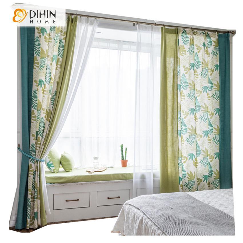 DIHIN HOME Garden High Quality Printed Spliced Curtains，Blackout Grommet Window Curtain for Living Room ,52x63-inch,1 Panel