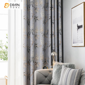 DIHINHOME Home Textile Pastoral Curtain DIHIN HOME Garden Natural Leaves Printed,Blackout Grommet Window Curtain for Living Room,1 Panel