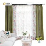 DIHINHOME Home Textile Pastoral Curtain DIHIN HOME Garden Nature Flowers Spliced Curtains，Blackout Grommet Window Curtain for Living Room ,52x63-inch,1 Panel