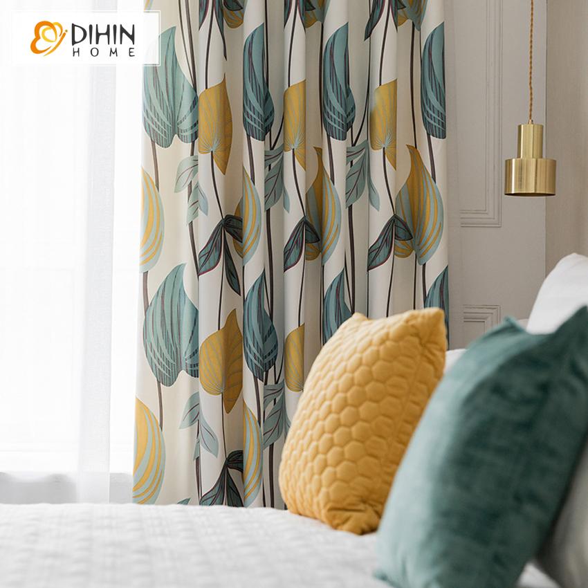 DIHIN HOME Garden Printed Curtains ,Blackout Grommet Window Curtain for Living Room ,52x63-inch,1 Panel