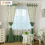 DIHINHOME Home Textile Pastoral Curtain DIHIN HOME Garden Small Flowers Cotton Linen Printed,Blackout Grommet Window Curtain for Living Room ,52x63-inch,1 Panel
