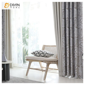 DIHINHOME Home Textile Pastoral Curtain DIHIN HOME Garden Spliced Curtains，Blackout Grommet Window Curtain for Living Room ,52x63-inch,1 Panel