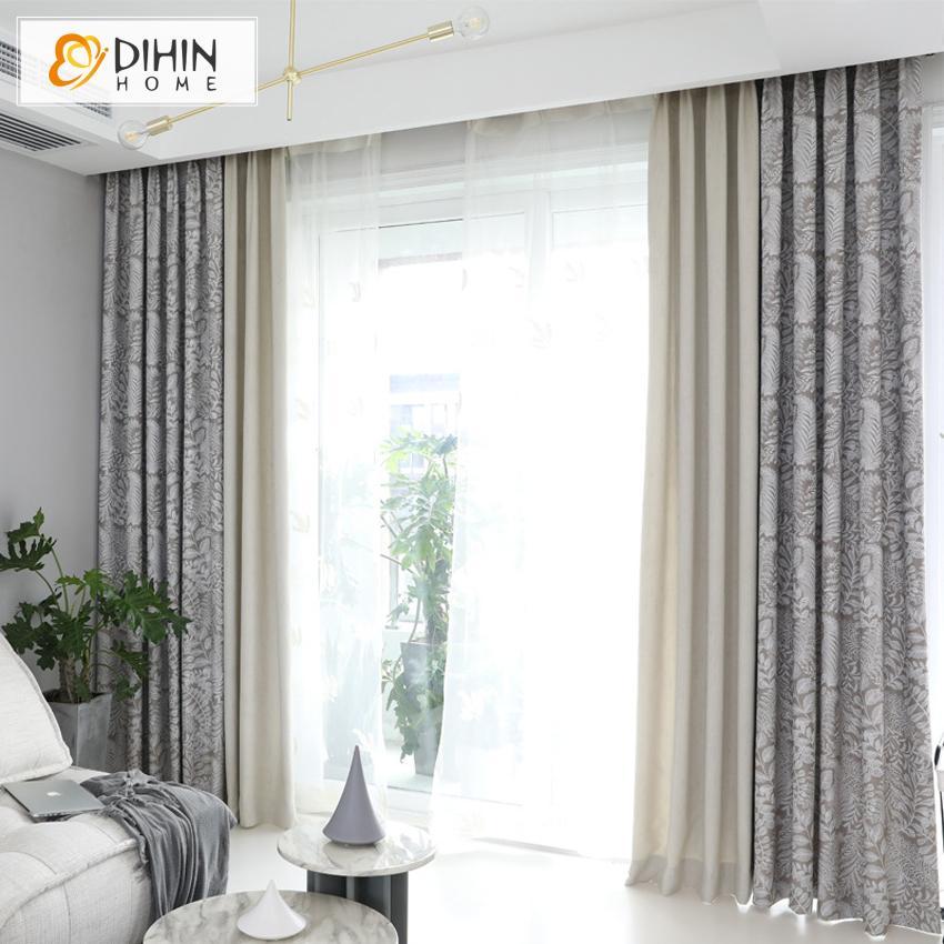 DIHINHOME Home Textile Pastoral Curtain DIHIN HOME Garden Spliced Curtains，Blackout Grommet Window Curtain for Living Room ,52x63-inch,1 Panel