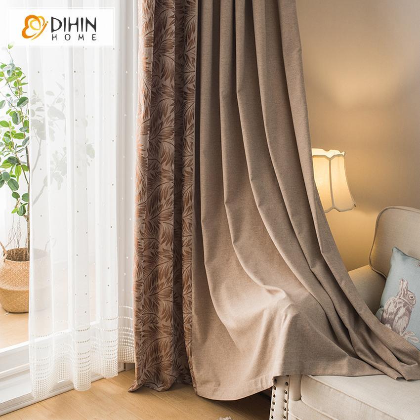 DIHINHOME Home Textile Pastoral Curtain DIHIN HOME Garden Spliced Curtains，Blackout Grommet Window Curtain for Living Room ,52x63-inch,1 Panel