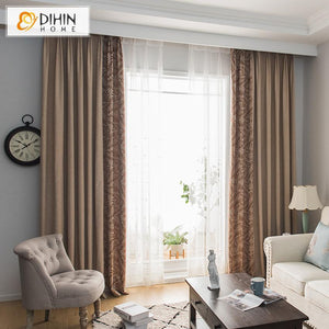 DIHINHOME Home Textile Pastoral Curtain DIHIN HOME Garden Spliced Curtains，Blackout Grommet Window Curtain for Living Room ,52x63-inch,1 Panel