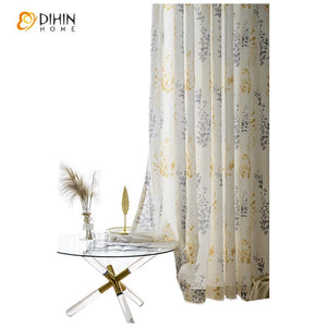 DIHIN HOME Garden Tree Printed Curtain ,Cotton Linen ,Blackout Grommet Window Curtain for Living Room ,52x63-inch,1 Panel