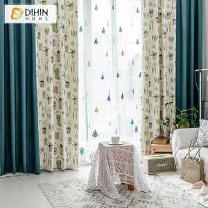 DIHINHOME Home Textile Pastoral Curtain DIHIN HOME Garden Vegetables Printed,Blackout Grommet Window Curtain for Living Room ,52x63-inch,1 Panel