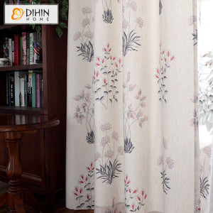 DIHINHOME Home Textile Pastoral Curtain DIHIN HOME Garden Water Grass Printed Curtains,Blackout Grommet Window Curtain for Living Room ,52x63-inch,1 Panel