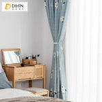 DIHINHOME Home Textile Pastoral Curtain DIHIN HOME Garden White Flowers Printed,Blackout Grommet Window Curtain for Living Room,1 Panel