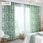 DIHINHOME Home Textile Pastoral Curtain DIHIN HOME Green and Yellow Leaves Printed，Blackout Grommet Window Curtain for Living Room ,52x63-inch,1 Panel