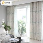 DIHINHOME Home Textile Pastoral Curtain DIHIN HOME Green Color Printed Floral Curtains ,Blackout Grommet Window Curtain for Living Room ,52x63-inch,1 Panel