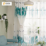 DIHINHOME Home Textile Pastoral Curtain DIHIN HOME Green Leaves and Words Printed，Blackout Grommet Window Curtain for Living Room ,52x63-inch,1 Panel