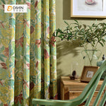 DIHINHOME Home Textile Pastoral Curtain DIHIN HOME Green Printed Banana Tree ,Cotton Linen ,Blackout Grommet Window Curtain for Living Room ,52x63-inch,1 Panel