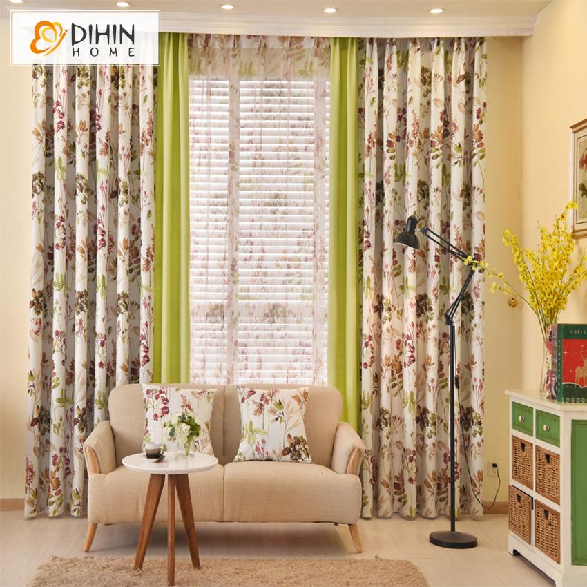 DIHIN HOME High Precision Flower Cluster Printed,Blackout Grommet Window Curtain for Living Room ,52x63-inch,1 Panel