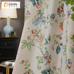 DIHINHOME Home Textile Pastoral Curtain DIHIN HOME High Precision Garden Flower and Bird Printed Curtain,Blackout Grommet Window Curtain for Living Room ,52x63-inch,1 Panel