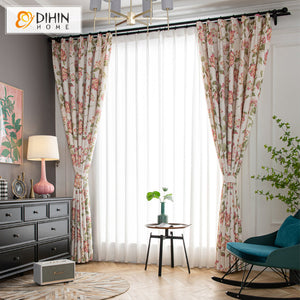 DIHINHOME Home Textile Pastoral Curtain DIHIN HOME High Precision Garden Hydrangea Printed Curtain,Blackout Grommet Window Curtain for Living Room ,52x63-inch,1 Panel