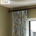 DIHIN HOME High Quality Cotton Linen Blue Flowers Printed Curtains,Blackout Grommet Window Curtain for Living Room ,52x63-inch,1 Panel