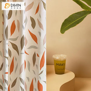 DIHIN HOME High Quality Pastoral Leaves Printed Curtains,Blackout Grommet Window Curtain for Living Room ,52x63-inch,1 Panel