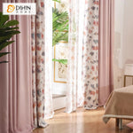 DIHINHOME Home Textile Pastoral Curtain DIHIN HOME High Quality Pink Color Ginkgo Biloba Printed,Blackout Grommet Window Curtain for Living Room ,52x63-inch,1 Panel