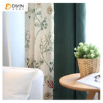 DIHINHOME Home Textile Pastoral Curtain DIHIN HOME Ink Floral Spliced Curtains，Blackout Grommet Window Curtain for Living Room ,52x63-inch,1 Panel