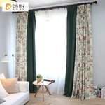 DIHINHOME Home Textile Pastoral Curtain DIHIN HOME Ink Floral Spliced Curtains，Blackout Grommet Window Curtain for Living Room ,52x63-inch,1 Panel