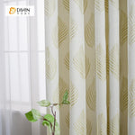 DIHINHOME Home Textile Pastoral Curtain DIHIN HOME Jacquard Leaves,Cotton Linen ,Blackout Grommet Window Curtain for Living Room ,52x63-inch,1 Panel