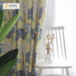 DIHINHOME Home Textile Pastoral Curtain DIHIN HOME Lotus Leaves Yellow Printed，Blackout Grommet Window Curtain for Living Room ,52x63-inch,1 Panel