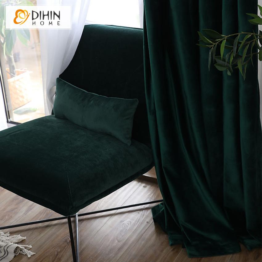 DIHIN HOME Luxury European Many Colors Velvet Fabric Soft Curtain ,Blackout Grommet Window Curtain for Living Room ,52x63-inch,1 Panel