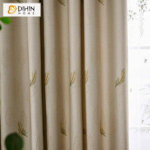 DIHIN HOME Luxury High Quality High-precision Embroidered Feather Curtain,Blackout Curtains Grommet Window Curtain for Living Room ,52x84-inch,1 Panel