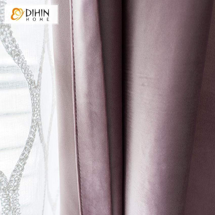 DIHINHOME Home Textile Pastoral Curtain DIHIN HOME Luxury Velvet Curtains,Blackout Grommet Window Curtain for Living Room ,52x63-inch,1 Panel