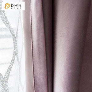 DIHINHOME Home Textile Pastoral Curtain DIHIN HOME Luxury Velvet Curtains,Blackout Grommet Window Curtain for Living Room ,52x63-inch,1 Panel