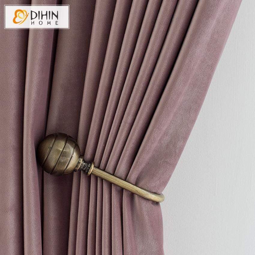 DIHINHOME Home Textile Pastoral Curtain DIHIN HOME Luxury Velvet Curtains,Blackout Grommet Window Curtain for Living Room ,52x63-inch,1 Panel