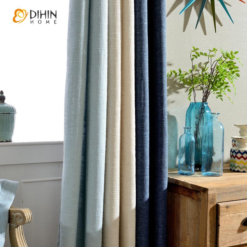 DIHIN HOME Modern Cotton Linen Fabric Natural Curtain,Blackout Curtains Grommet Window Curtain for Living Room ,52x84-inch,1 Panel