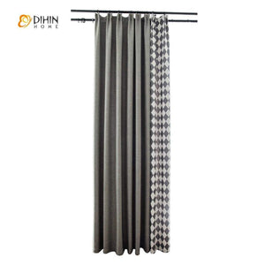 DIHINHOME Home Textile Pastoral Curtain DIHIN HOME Modern Diamond Shape Printed Spliced Curtains，Blackout Grommet Window Curtain for Living Room ,52x63-inch,1 Panel