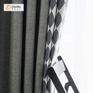 DIHINHOME Home Textile Pastoral Curtain DIHIN HOME Modern Diamond Shape Printed Spliced Curtains，Blackout Grommet Window Curtain for Living Room ,52x63-inch,1 Panel