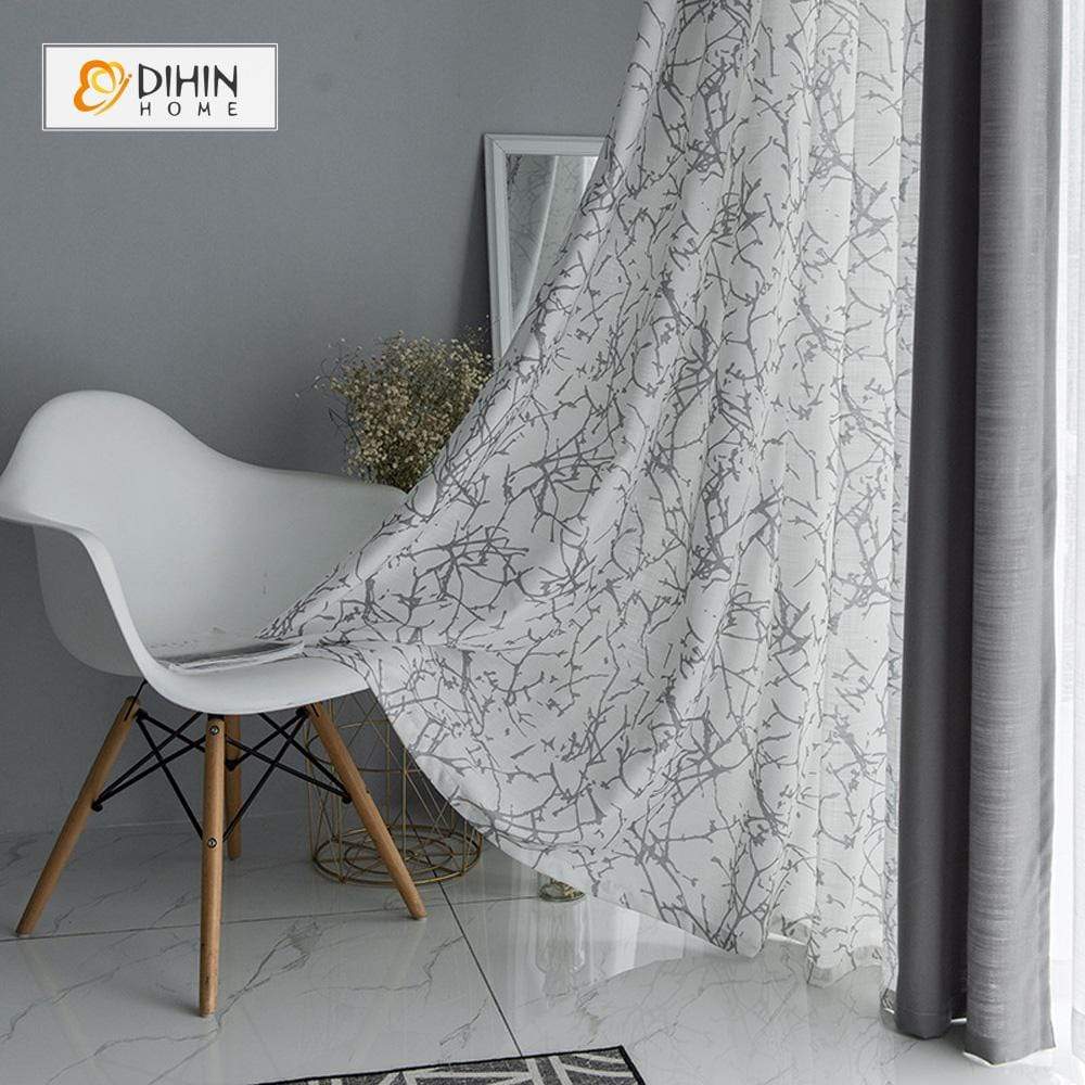 DIHINHOME Home Textile Pastoral Curtain DIHIN HOME Modern Fashion Spliced Curtains，Blackout Grommet Window Curtain for Living Room ,52x63-inch,1 Panel