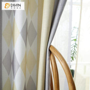 DIHINHOME Home Textile Pastoral Curtain DIHIN HOME Modern Geometric Curtains，Blackout Grommet Window Curtain for Living Room ,52x63-inch,1 Panel